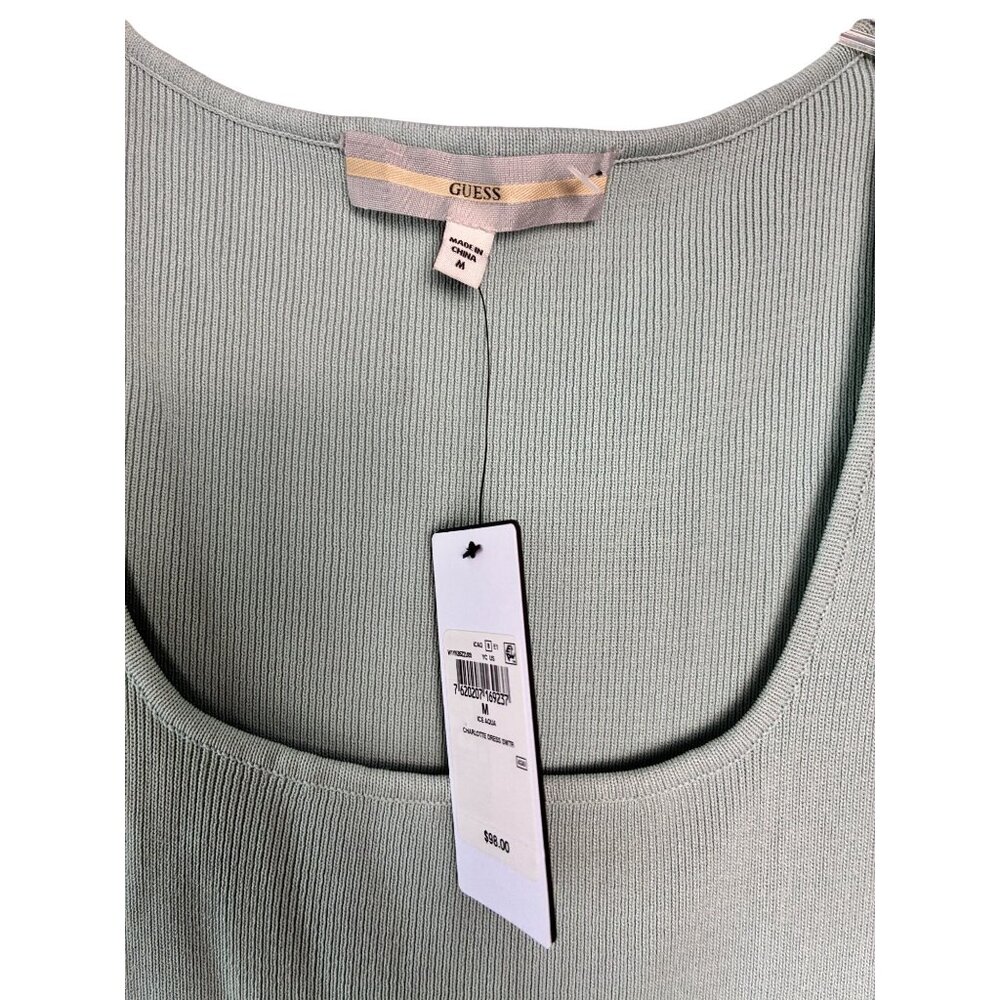 NWT GUESS Cap Sleeve Charlotte Bodycon Ribbed Dress M Aqua Ice Mint Green *READ - Picture 7 of 12